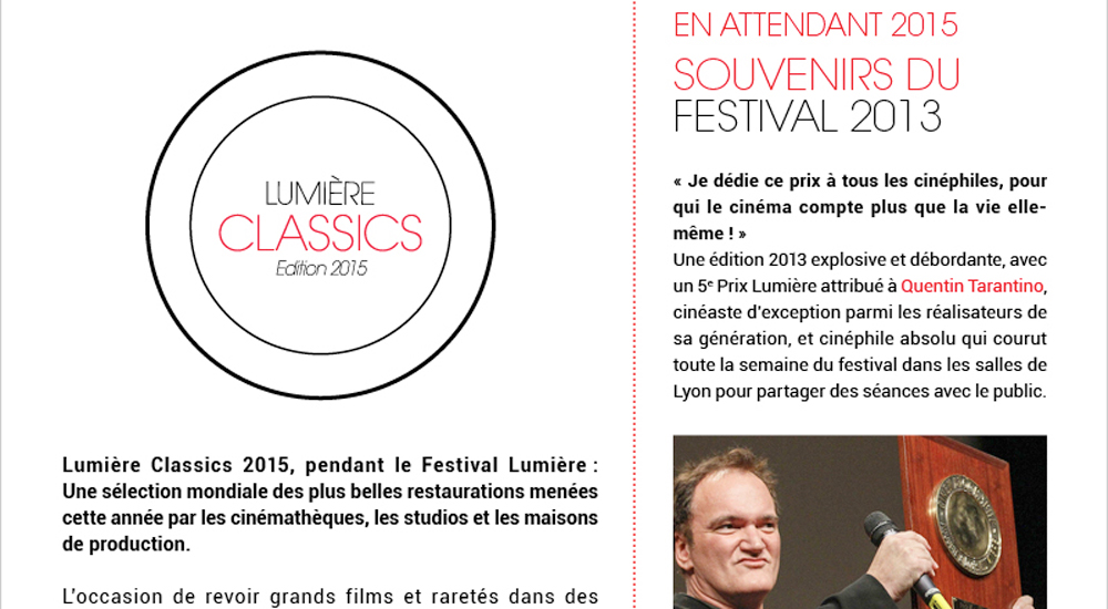 Festival Lumière 2015, les premières dates clés