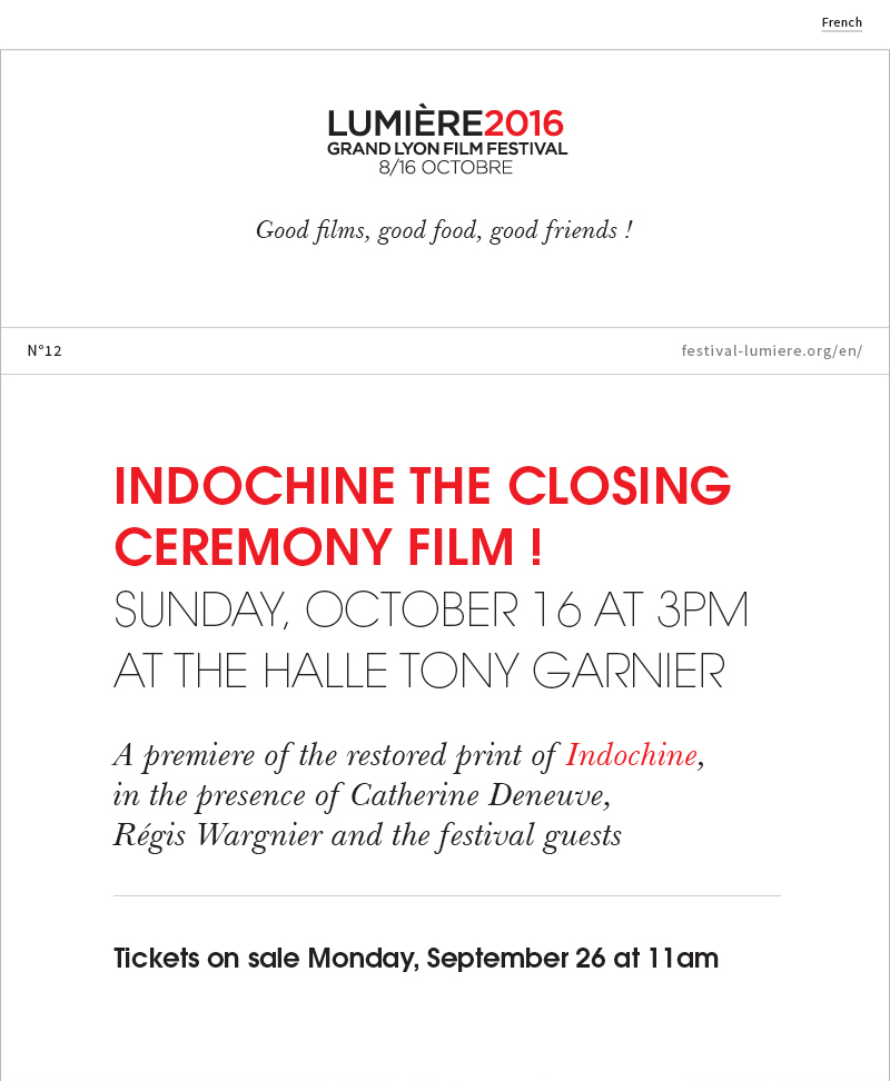 Indochine the closing ceremony film in the presence of Catherine Deneuve