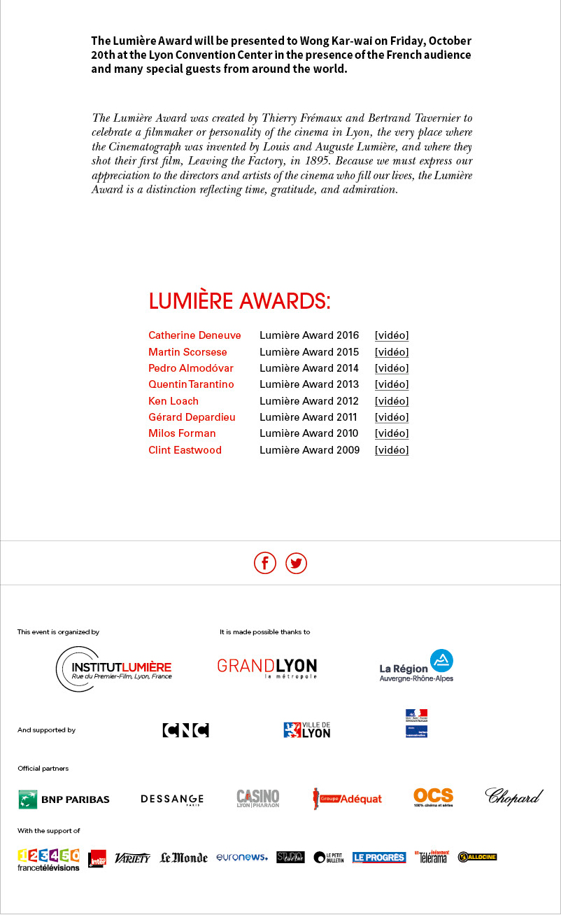 Wong Kar-wai, Lumire Award 2017