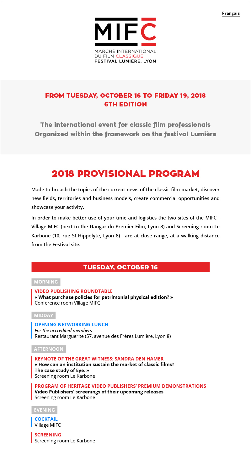 MIFC 2018 6th edition : provisional program