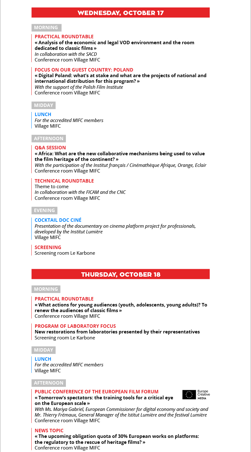 MIFC 2018 6th edition : provisional program