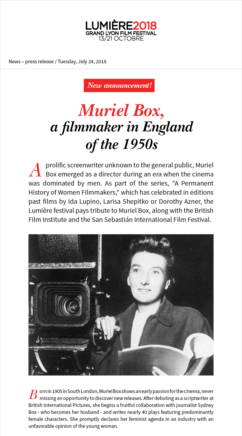 Muriel Box, a filmmaker in England of the 1950s