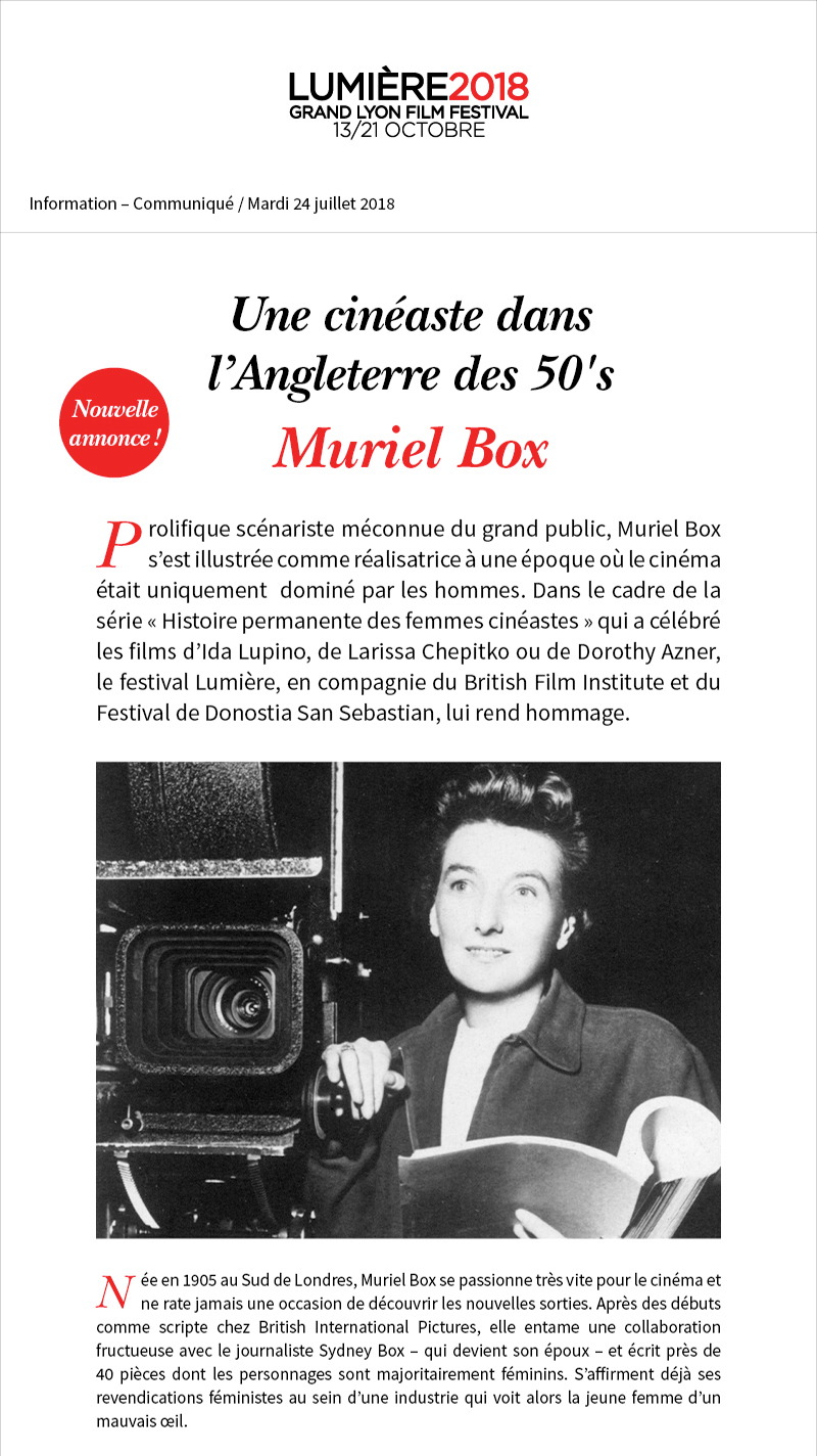 Muriel Box, une cinaste dans l'Angleterre des 50's