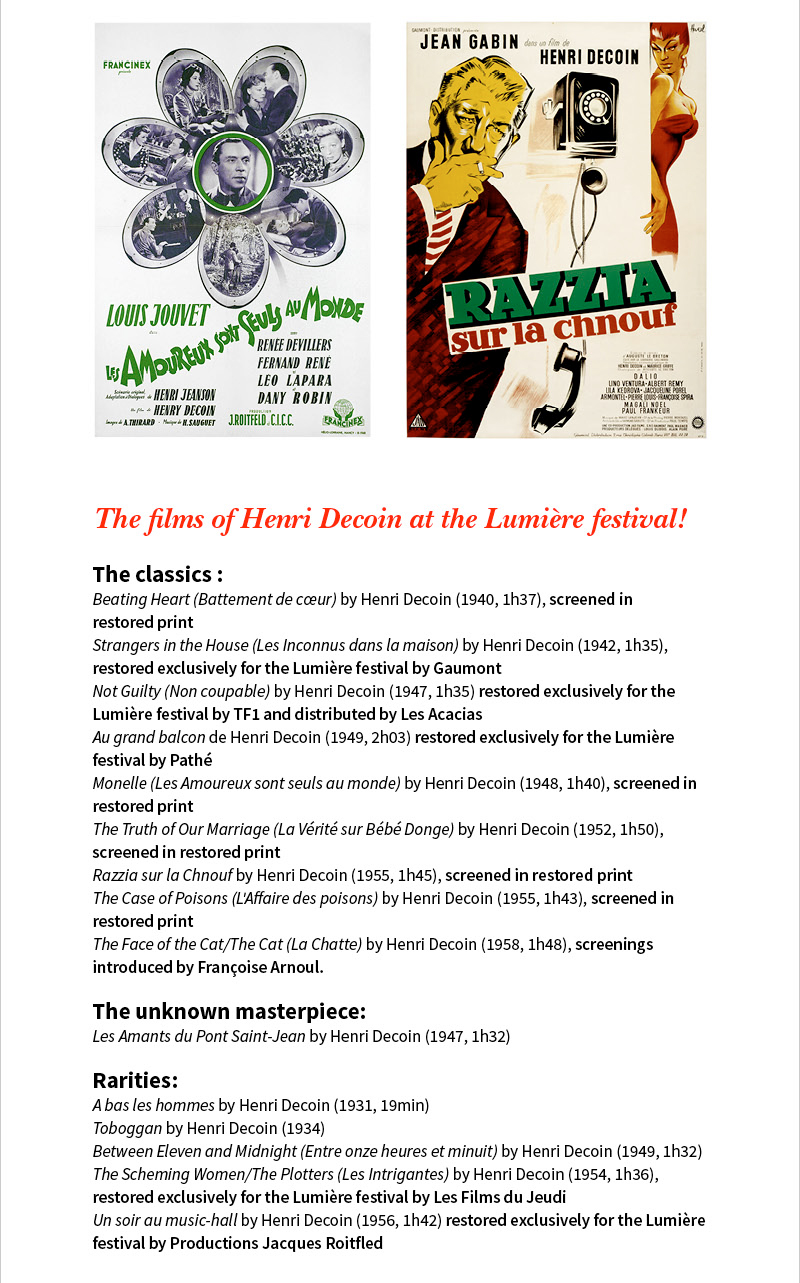 Henri Decoin, the major French cinema retrospective of Lumire 2018