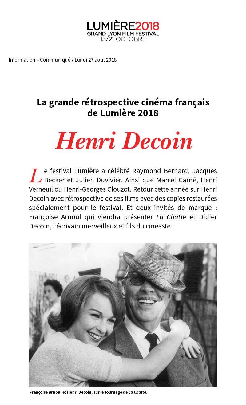 Henri Decoin, la grande rtrospective cinma franais de Lumire 2018