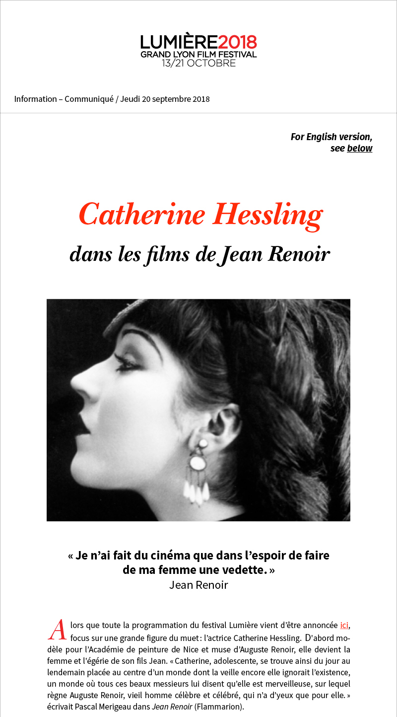 Catherine Hessling dans les films de Jean Renoir