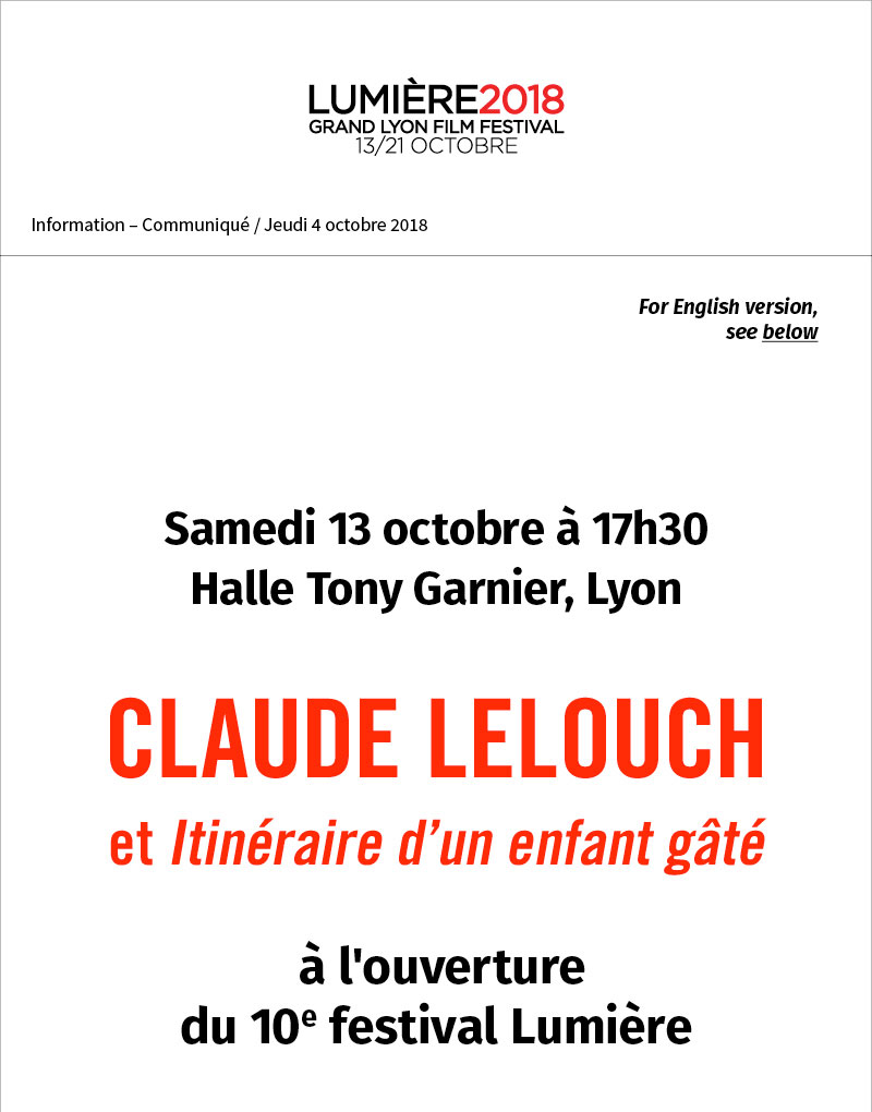 Claude Lelouch  louverture du 10e festival Lumire