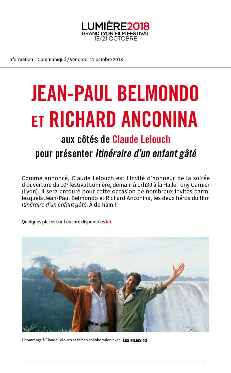 Jean-Paul Belmondo et Richard Anconina aux cts de Claude Lelouch pour lOuverture