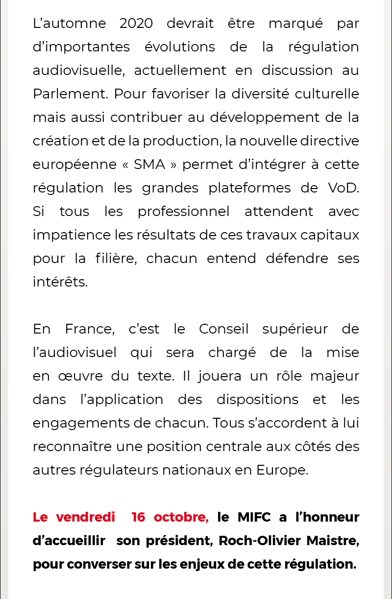 Invit� d'honneur au MIFC : Roch-Olivier Maistre
