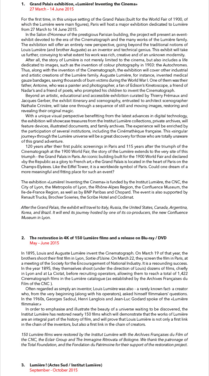 In 2015, the Lumire Cinematograph turns 120