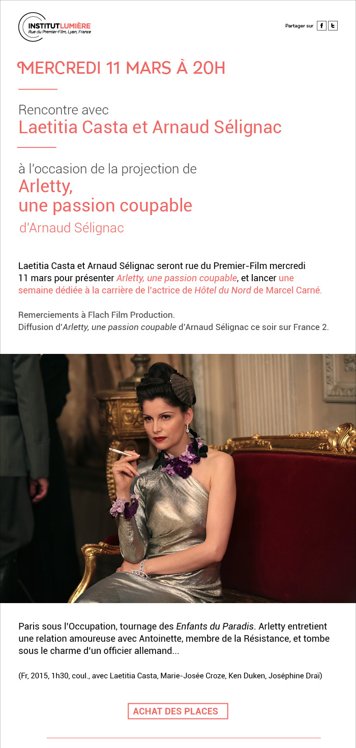 Rencontre avec Laetitia Casta et Arnaud Slignac pour Arletty, une passion coupable