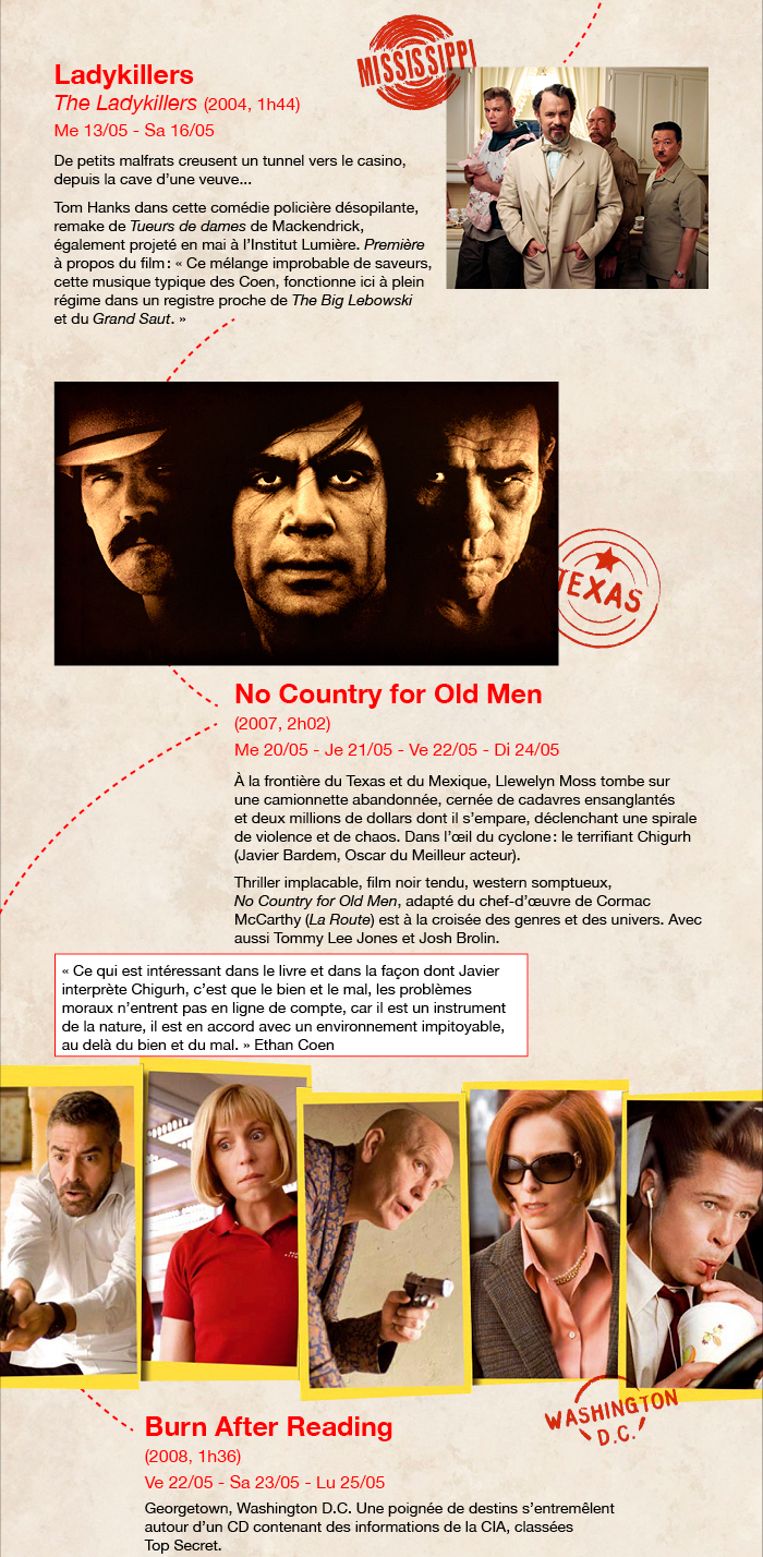 Voyage dans l'Am�rique des fr�res Coen du 12 mai au 2 juin