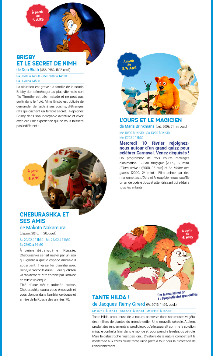 Découvrez le programme CinématoKid de Janvier-Mars 2016 ! 