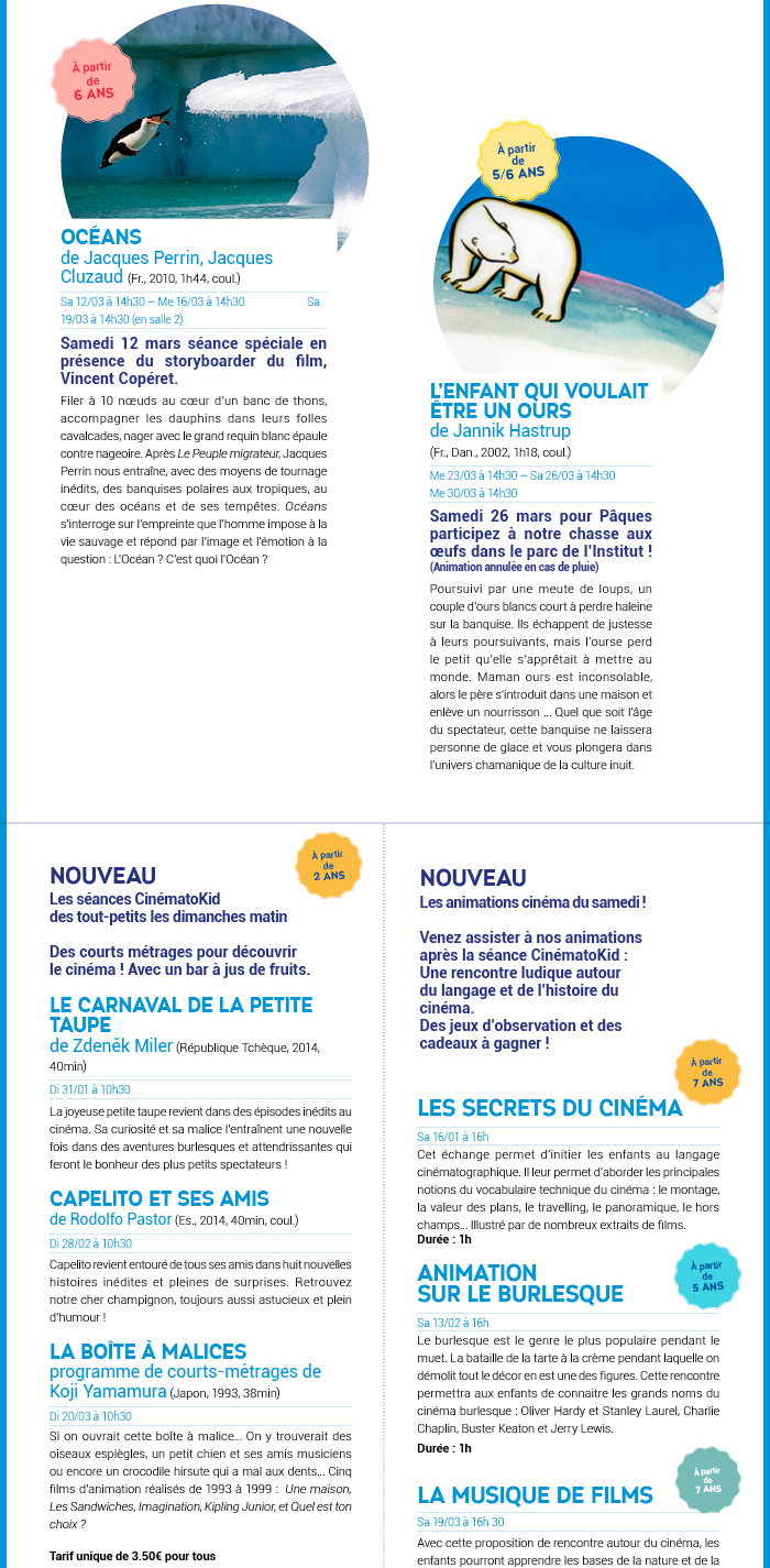 Découvrez le programme CinématoKid de Janvier-Mars 2016 ! 