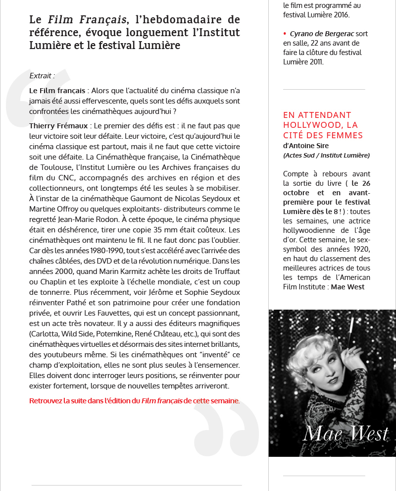 Rue du Premier-Film, le web-magazine de l'Institut Lumire