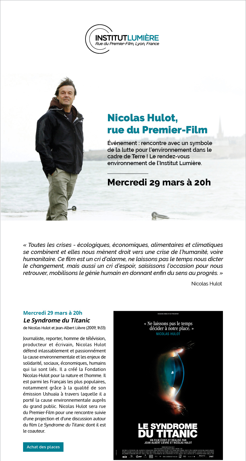 vnement : Nicolas Hulot  l'Institut Lumire